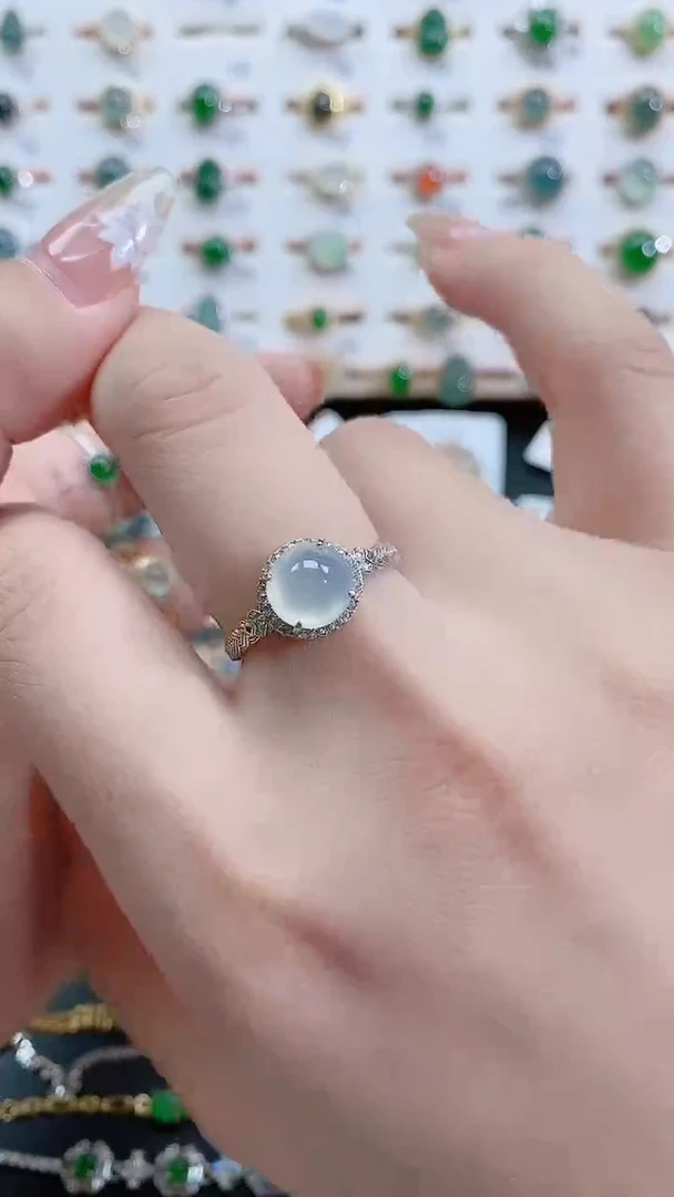 银S925镶嵌戒指翡翠天然翡翠