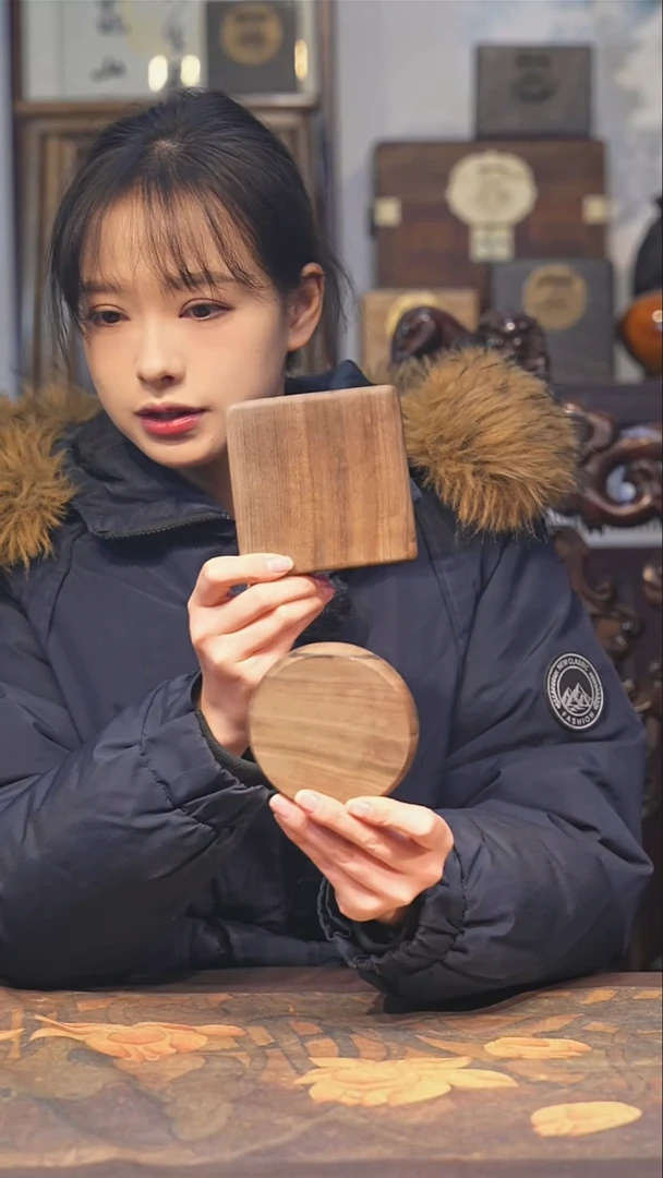 金丝楠小叶桢楠【37】纯手工精雕小木作杯垫（二选一）