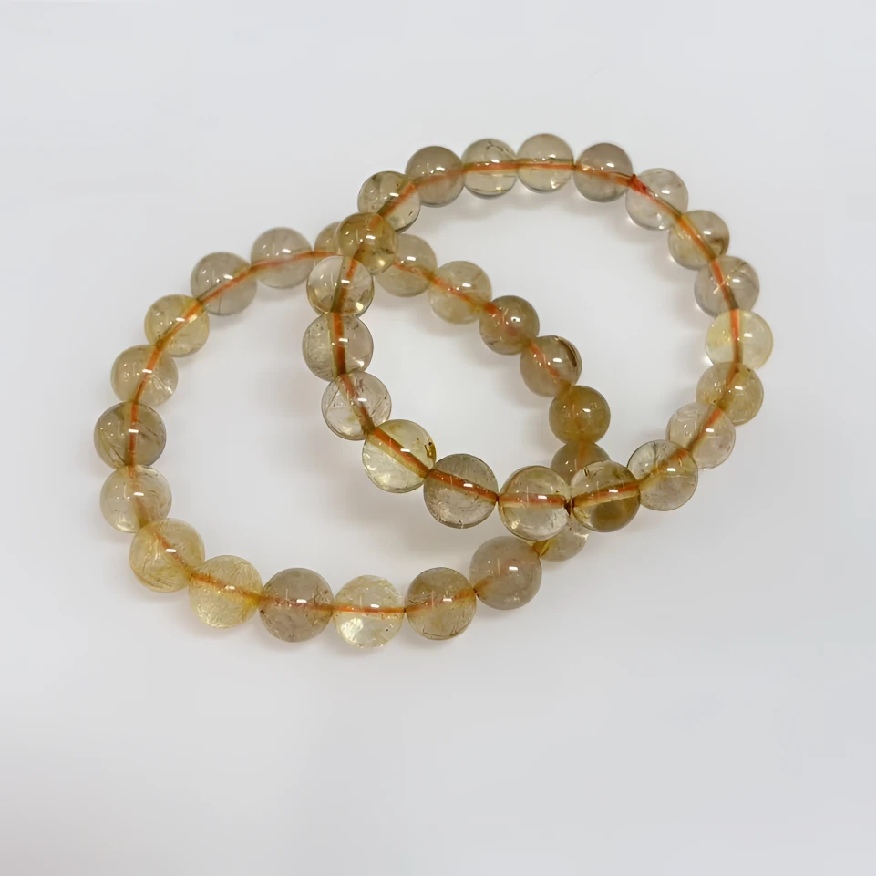 大点位天然水晶金发晶手串卡10m*（多样性单个发货）