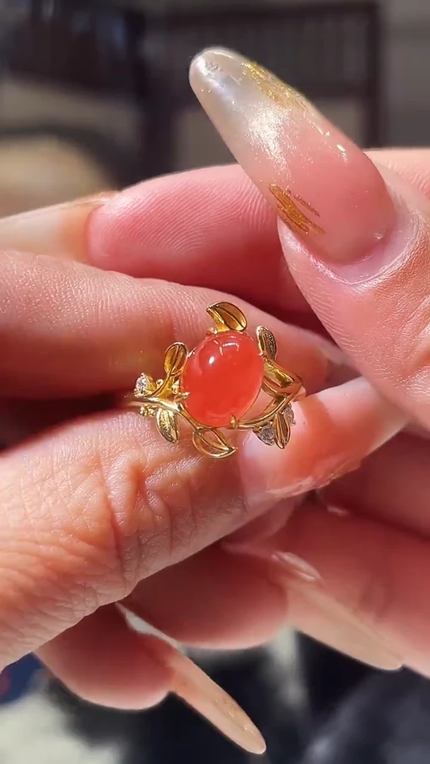 未镶嵌南红玛瑙戒指【保山冰红】