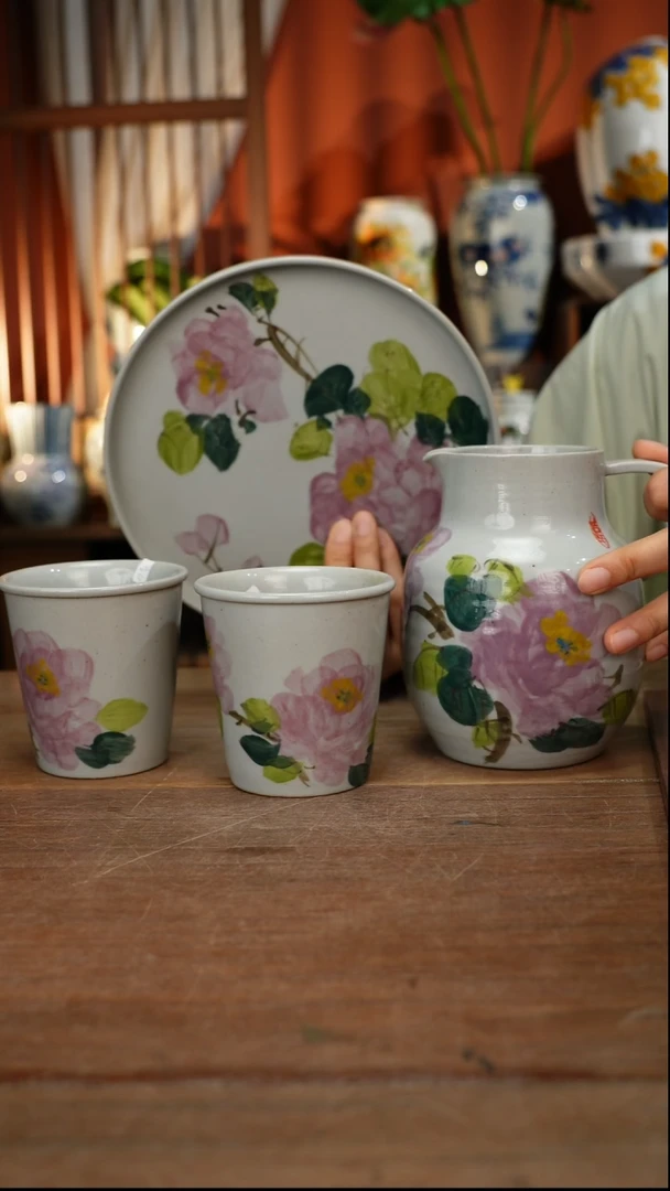 瓷片【简家甄选】景德镇设计师釉下手绘陶瓷餐具