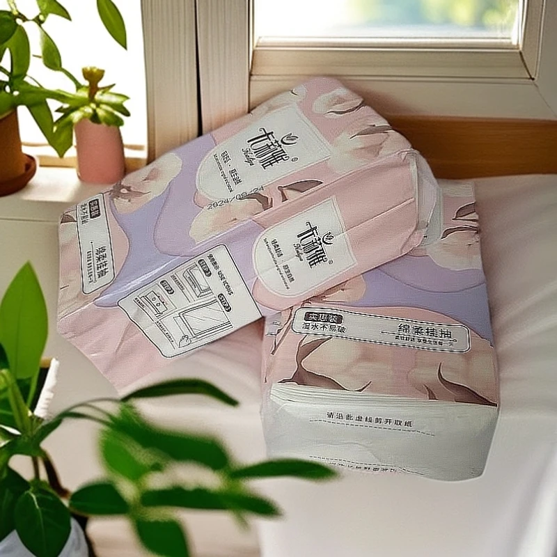 原生竹浆卫生纸4层加厚印花厕用纸家用抽纸可悬挂式可爱卡通抽纸