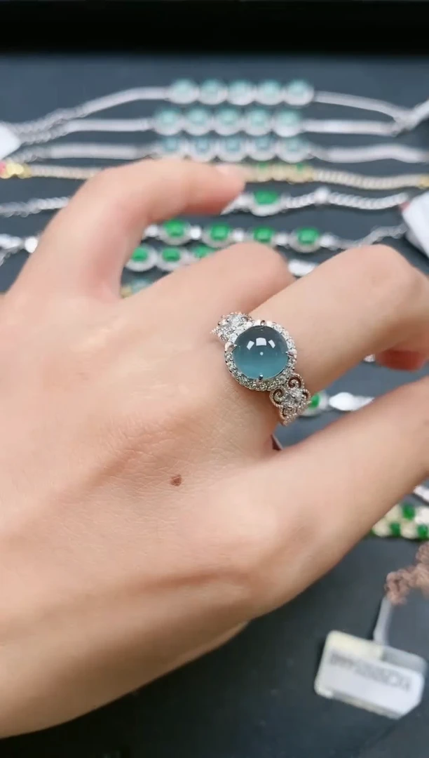 翡翠戒指银S925镶嵌1111