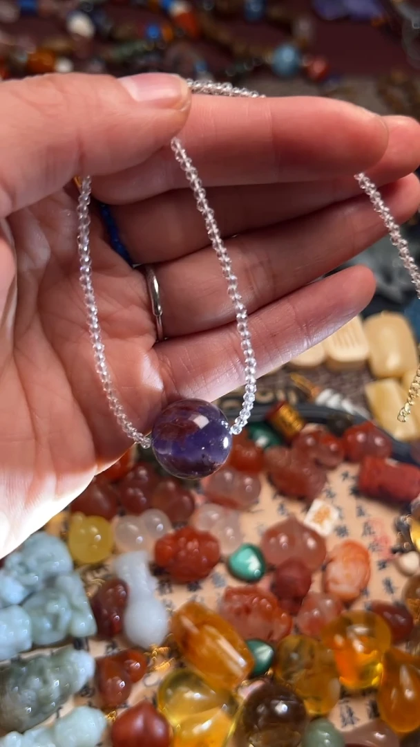 颈饰银S925镶嵌水晶极光23 吊坠