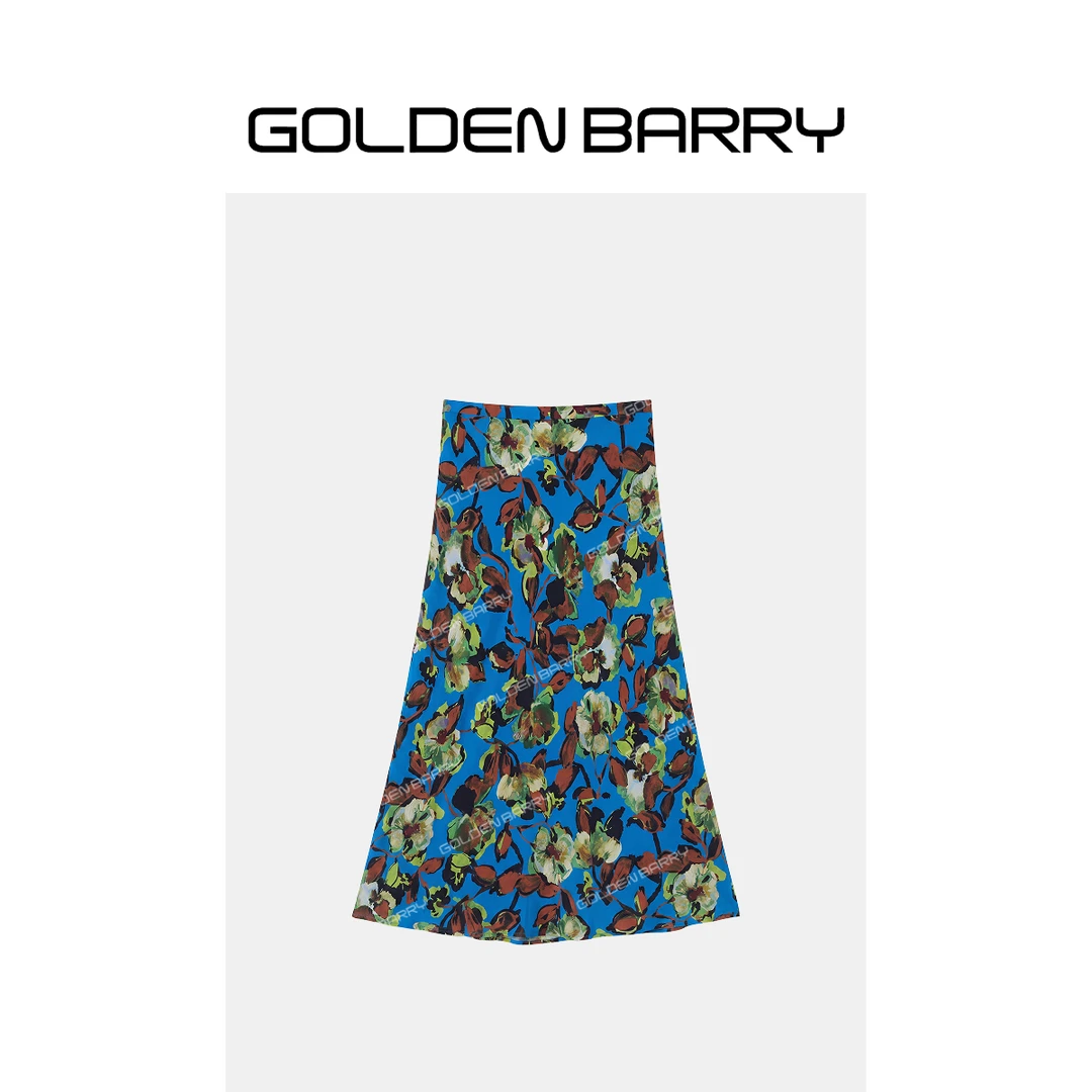 GOLDENBARRY「盛夏果实」撞彩半身裙气质高腰油画感半裙GB060811001