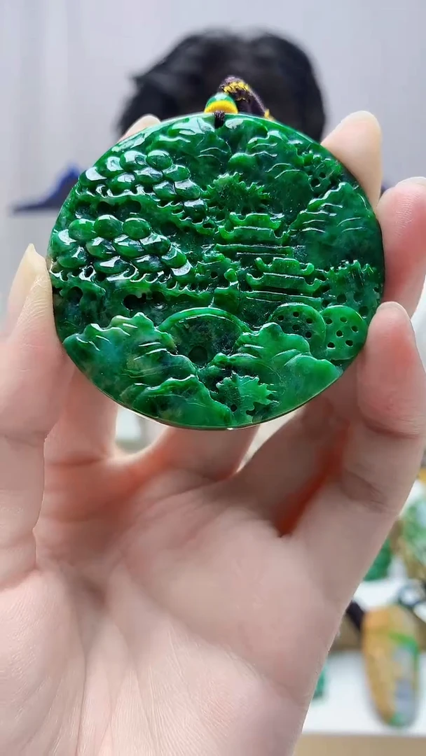 未镶嵌定制翡翠4688zm-毛货挂件山水96