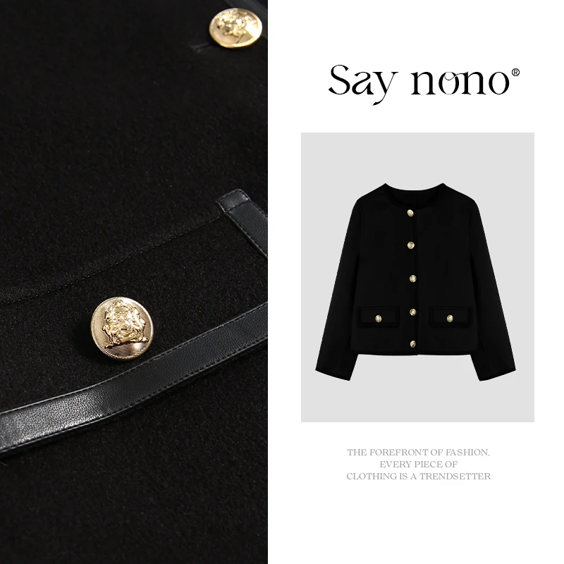 懒猫nono│Saynono 女士圆领排扣短款外套/RHDE2895
