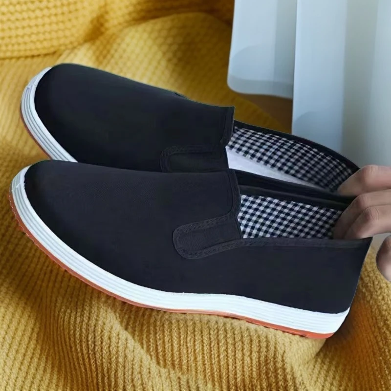 舒适轻便老北京布鞋软底春夏款耐磨牛筋底加厚老年男鞋休闲纯色素