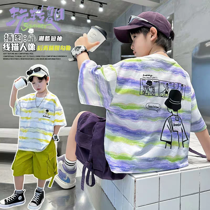 【100%纯棉】儿童T恤短袖外贸品质2025夏款半袖中大男童夏季上衣潮T