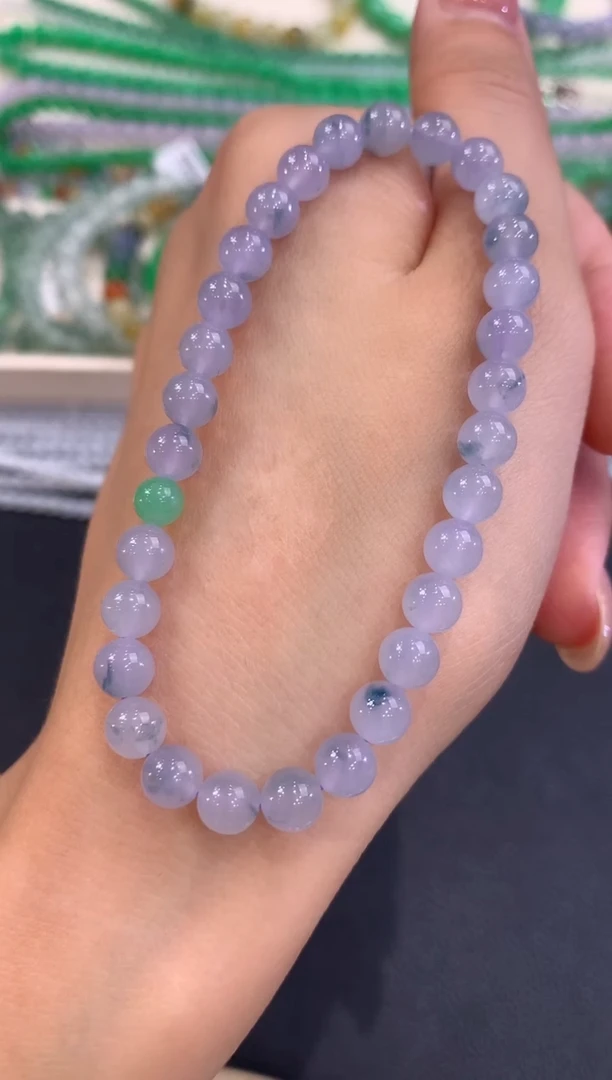 未镶嵌手串翡翠w76紫货有色差