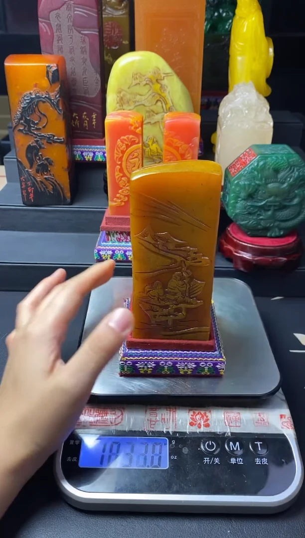 寿山石印石田黄薄意方章 焚香闲听落花声