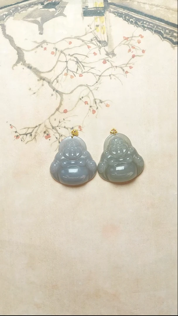 颈饰18K金镶嵌和田玉烟紫佛公 多样性发其一 0761