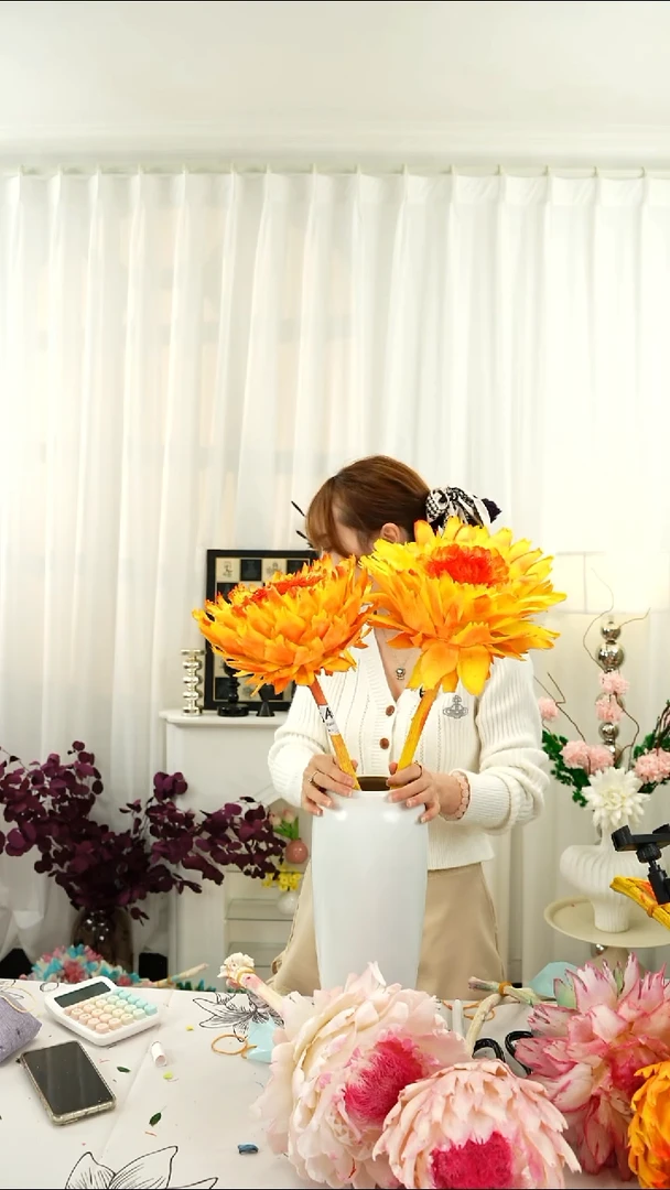 永生花  霸王花  四个头  【烈焰橙色】 A071