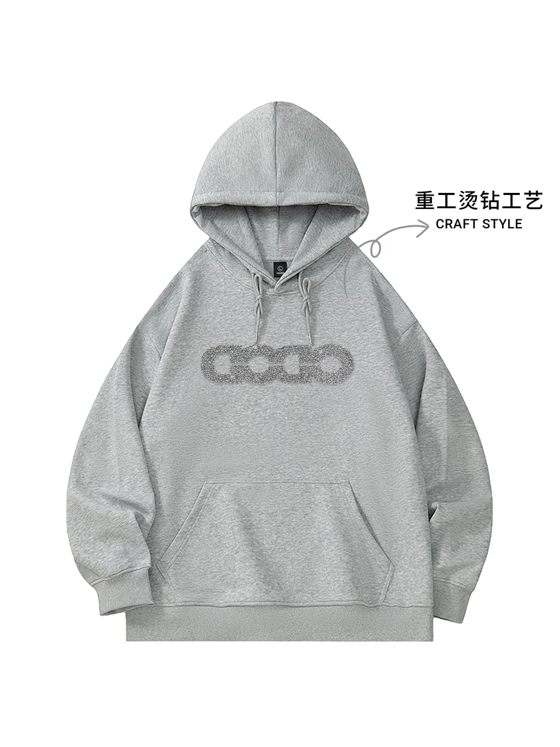 【现货-重工】潮牌GD烫钻华棉400克连帽卫衣男女同款秋冬卫衣-Q117