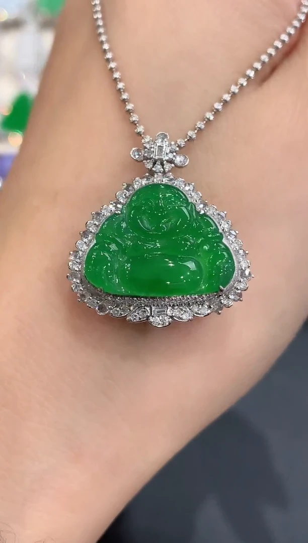 吊坠(不含链)18K金镶嵌翡翠a105