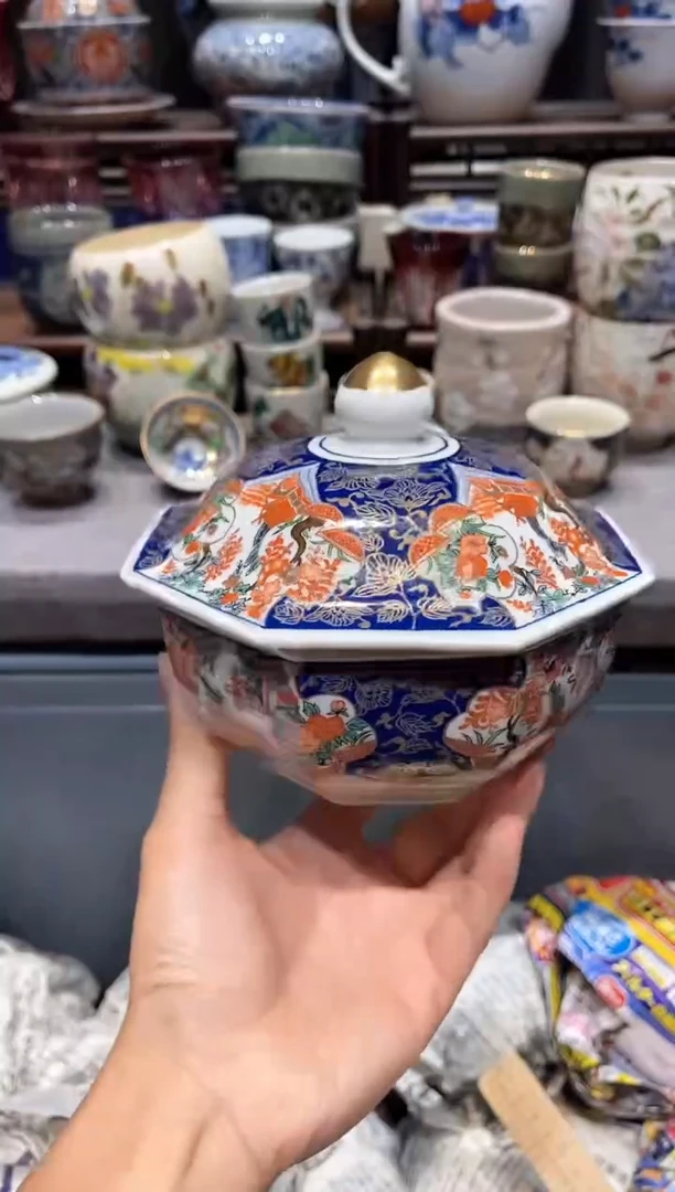 瓷片全新劲松梅小罐