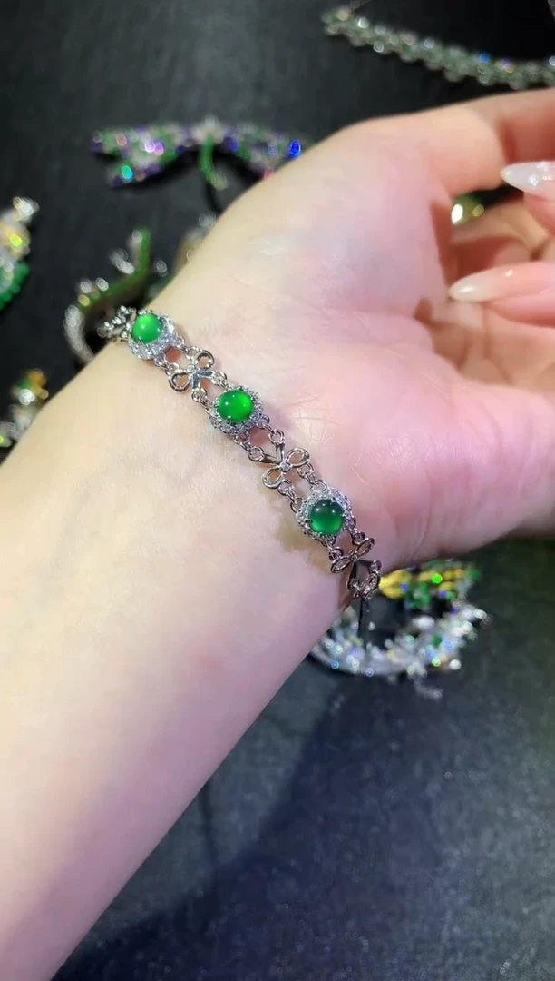【闪购商品】翡翠手链银S925镶嵌202手链（多样性发货一件