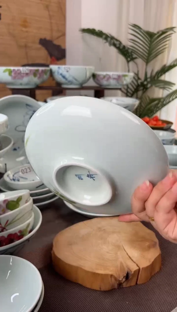 明舟大暇福利手绘7.2寸小足盘（单只装随机图案）