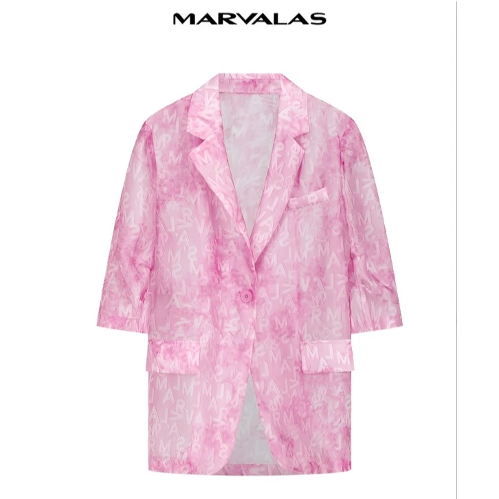 【商场同款】曼德诗晕染西装夏季新款雪纺西服外套女M423210516
