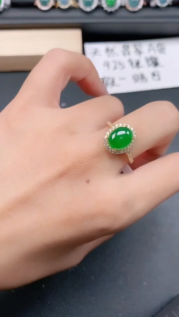 银S925镶嵌戒指翡翠111