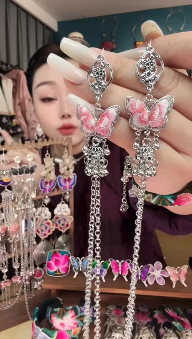 刺绣纯手工民族风刺绣耳环