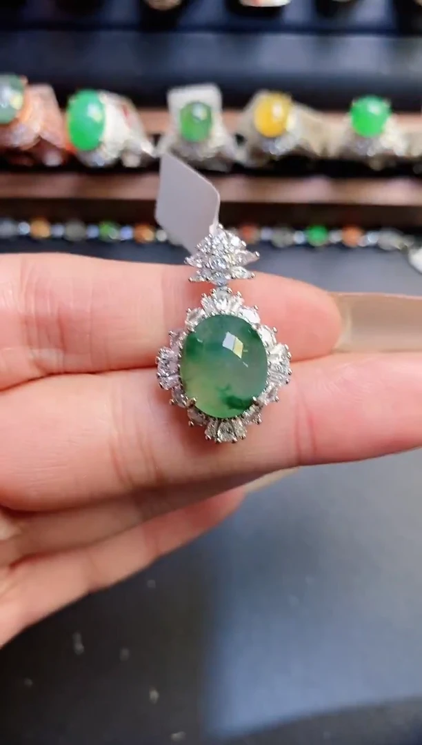 银S925镶嵌戒指翡翠天然