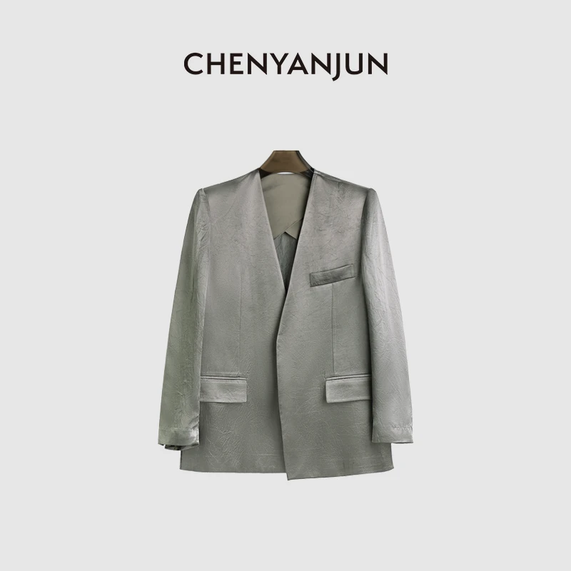 陈妍君【手工拱针醋酸无领西服】CHENYANJUN CYJ-TTO74-T012