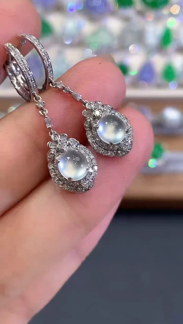 18K金镶嵌翡翠耳饰a190