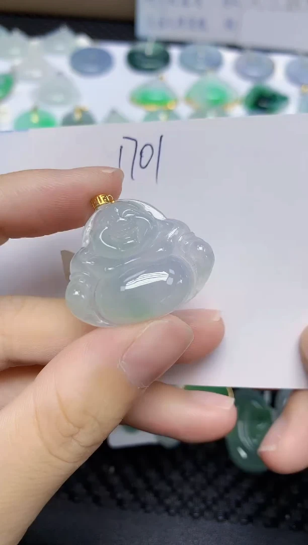 翡翠18K金镶嵌颈饰天然缅甸翡翠A货