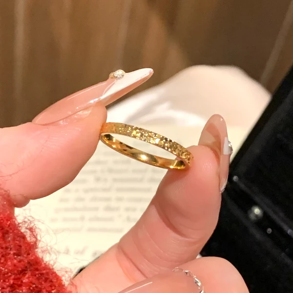 铜合金戒指 新中式爆闪碎碎冰戒指情侣款时尚精美百搭不掉色指环