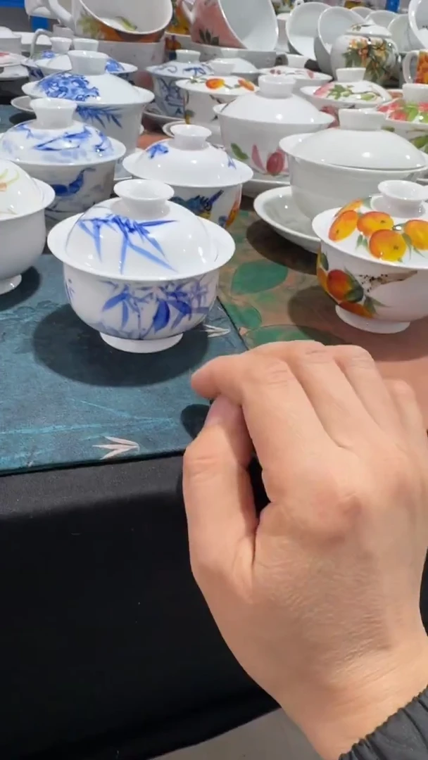 摆件陶瓷景德镇高温瓷（盖碗）