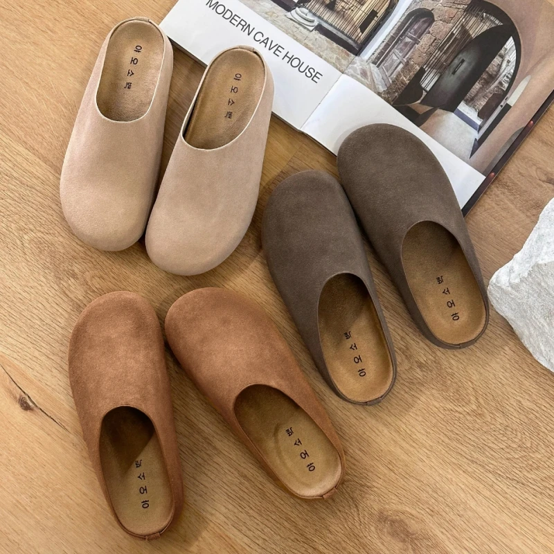 博肯包头拖鞋外穿2025年新款牛皮休闲软底厚底法式拖鞋