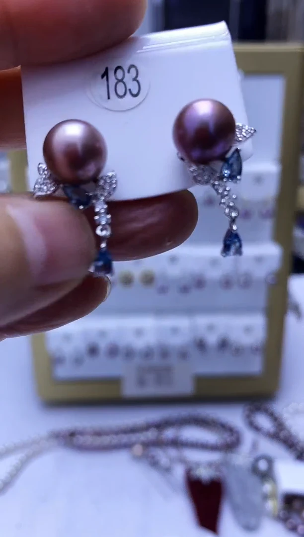 银S925镶嵌耳饰淡水珍珠183