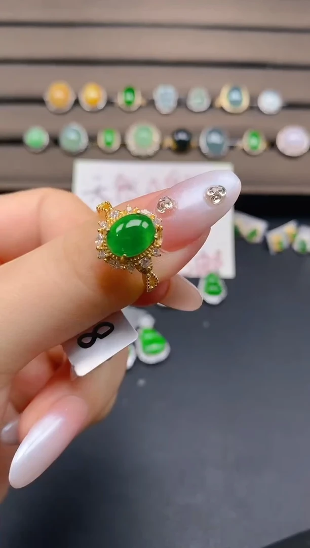 翡翠戒指银S925镶嵌1212