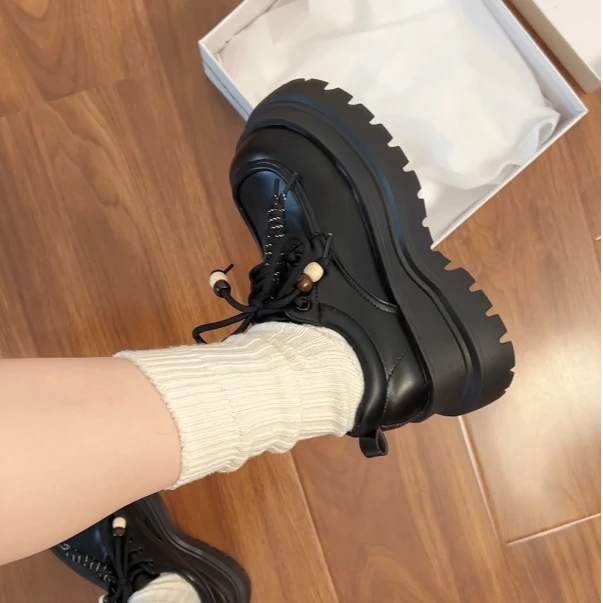 黑色百搭英伦风厚底乐福鞋女2026新款春秋爆款复古增高jk小皮鞋子