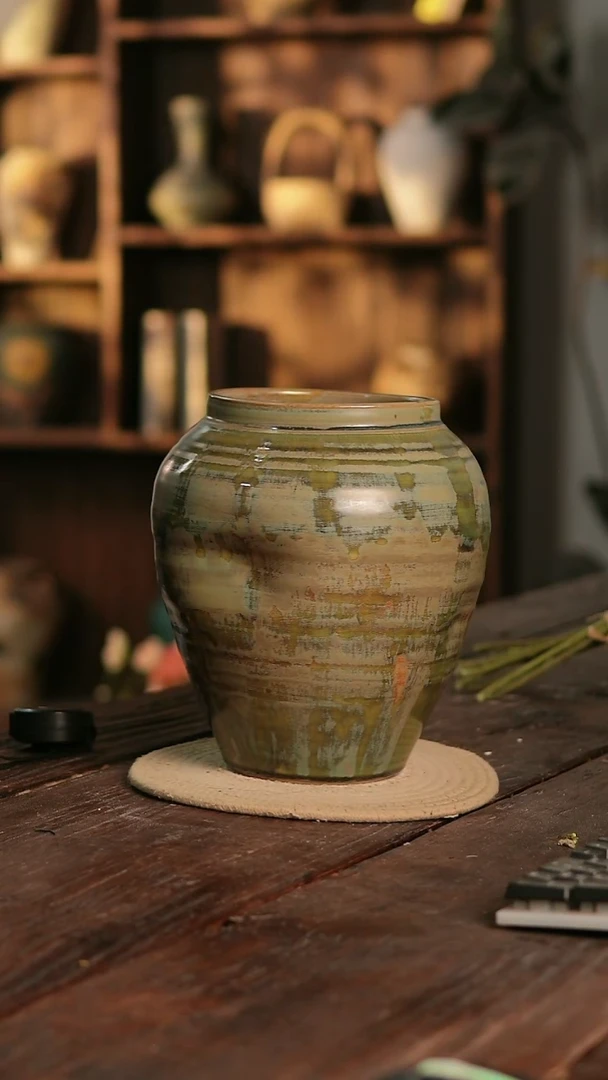 摆件24-342 陶瓷花器高26口径13