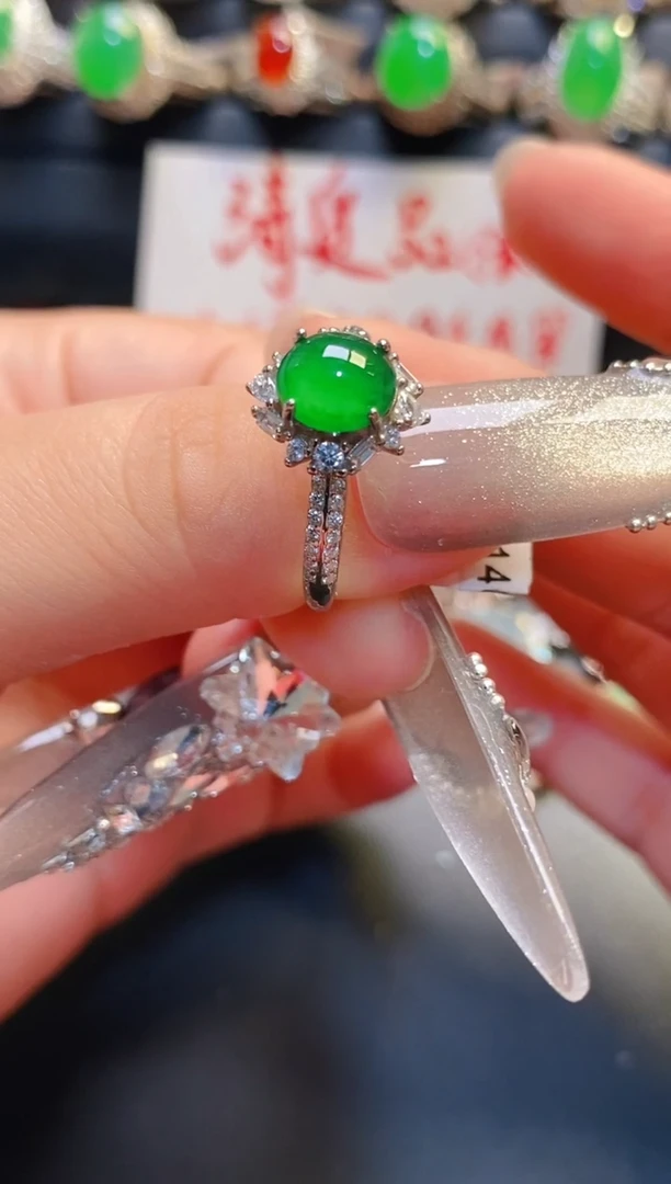 银S925镶嵌戒指翡翠天然