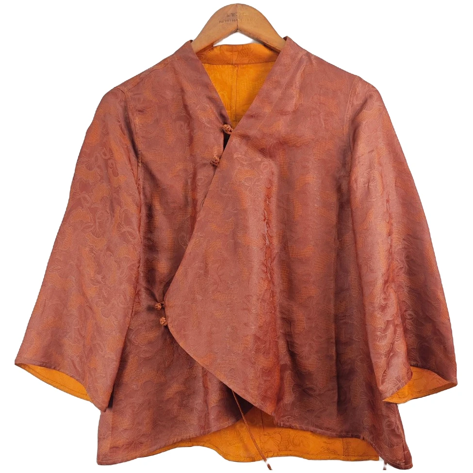 顺德香云纱桑蚕丝双面提花外套中式盘扣新中式网红上衣2210905