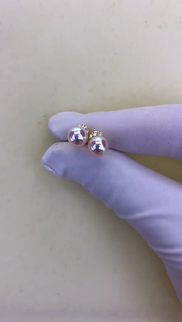 银S925镶嵌DA海水珍珠 GD097 耳钉 6-7