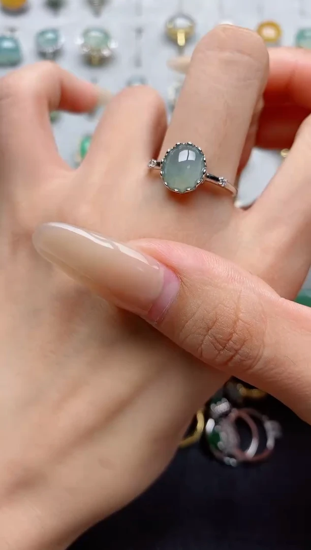 翡翠戒指银S925镶嵌.