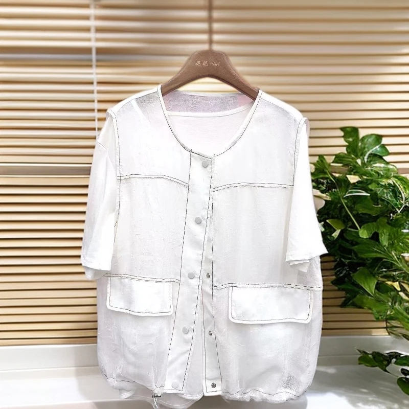 妮妮家178夏季新款休闲宽松马甲➕圆领短袖t恤两件套