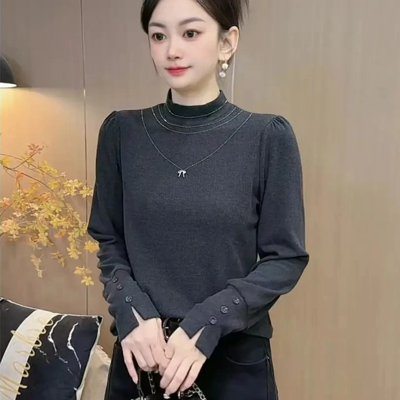 【8830】新品慕斯双面绒烫钻保暖上衣