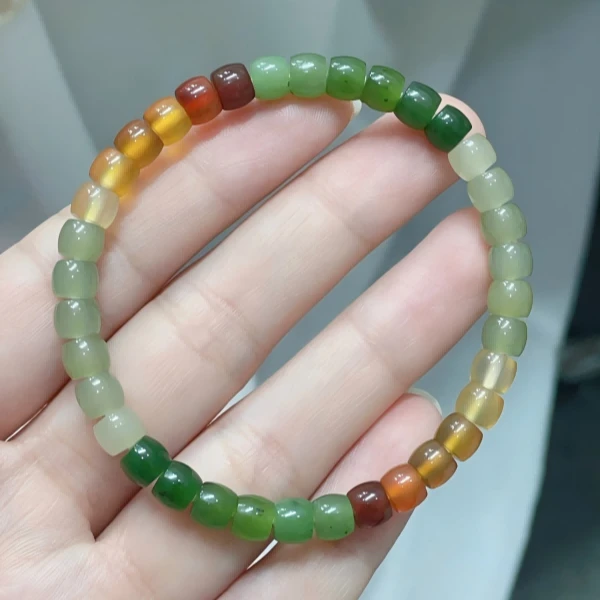 和田玉多宝彩虹直切手串