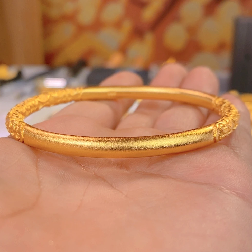 合金手镯 卷草纹古法手工传承时尚精美磨砂百搭送妈妈老婆礼物