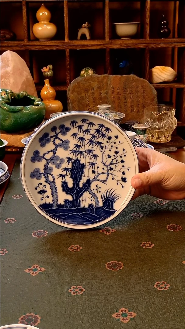 【手工手绘松竹梅壶承】