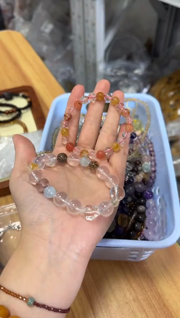 未镶嵌项链水晶孤品粉水晶俩条一组[0963]