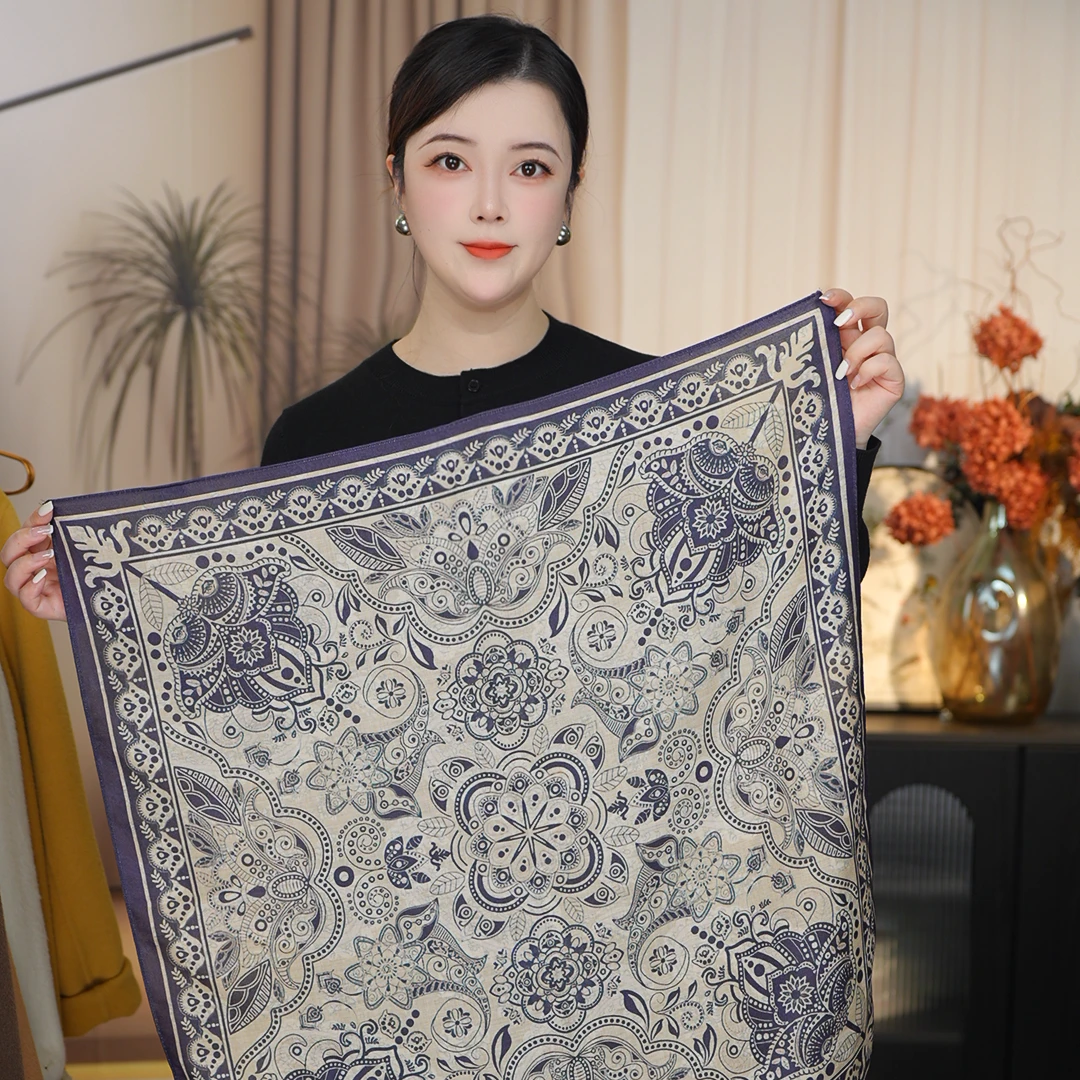 P9【璎珞】新款棉质双面65*65围巾方巾