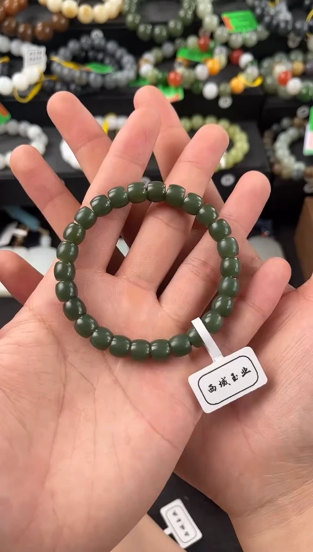 【闪购商品】和田玉手串未镶嵌若羌青黄口直切手串卡8微色差