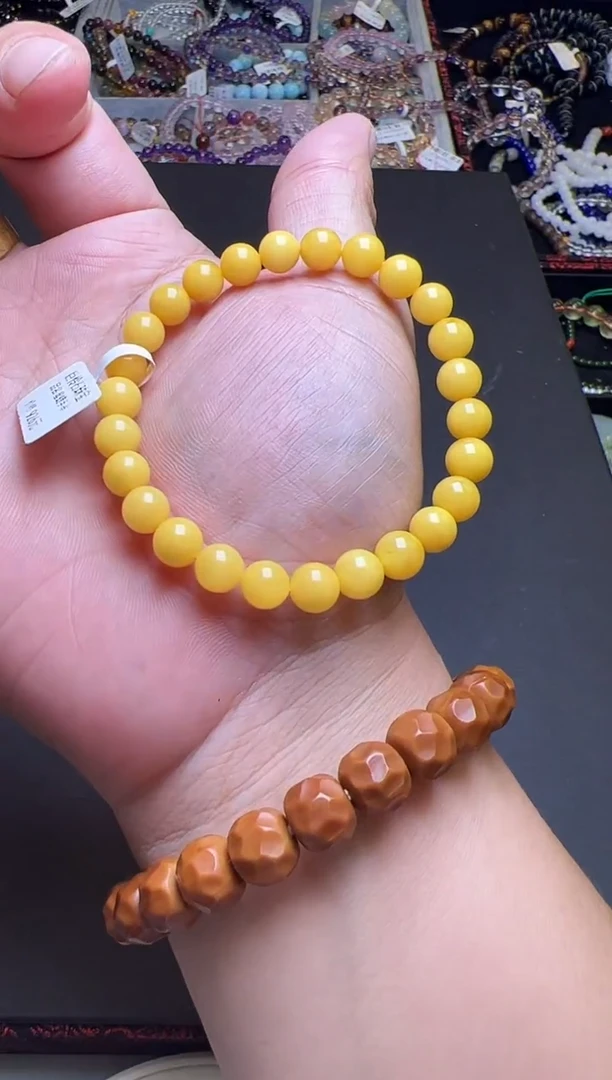 手串蜜蜡未镶嵌邻***子蜜蜡单圈手串