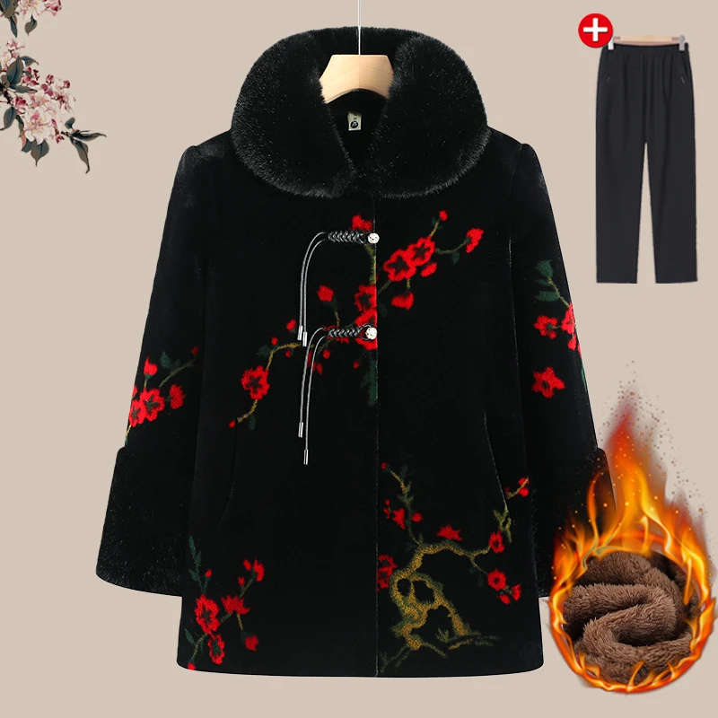 老年人棉衣女奶奶冬装加绒棉袄中老年妈妈冬季棉服老人秋冬厚外套